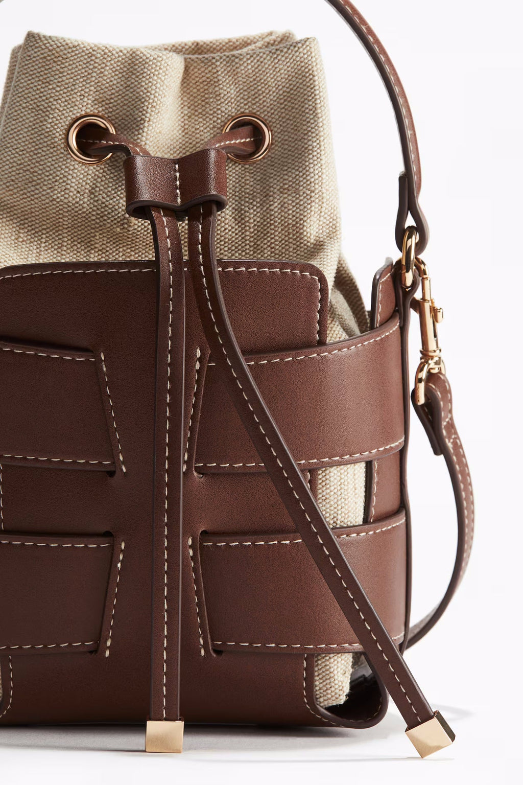 Canvas-Leder Bucket Bag „Clara“