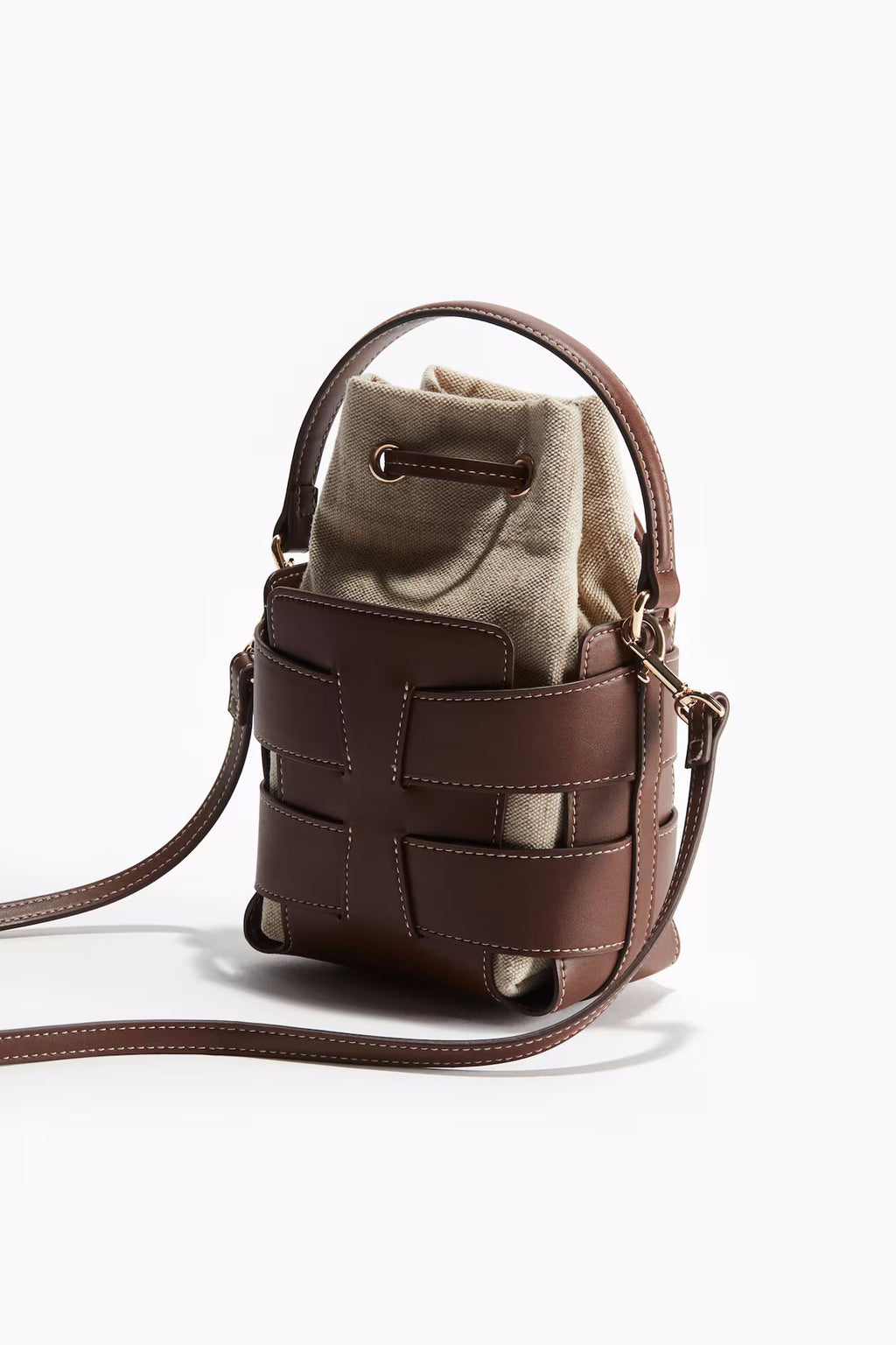 Canvas-Leder Bucket Bag „Clara“