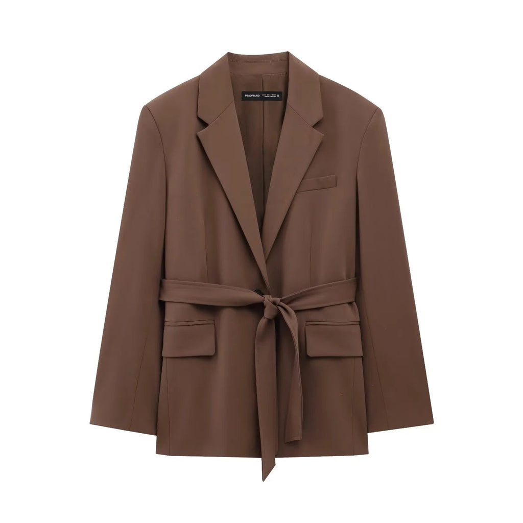 Elegant Brown Suit Set – Blazer & Hose