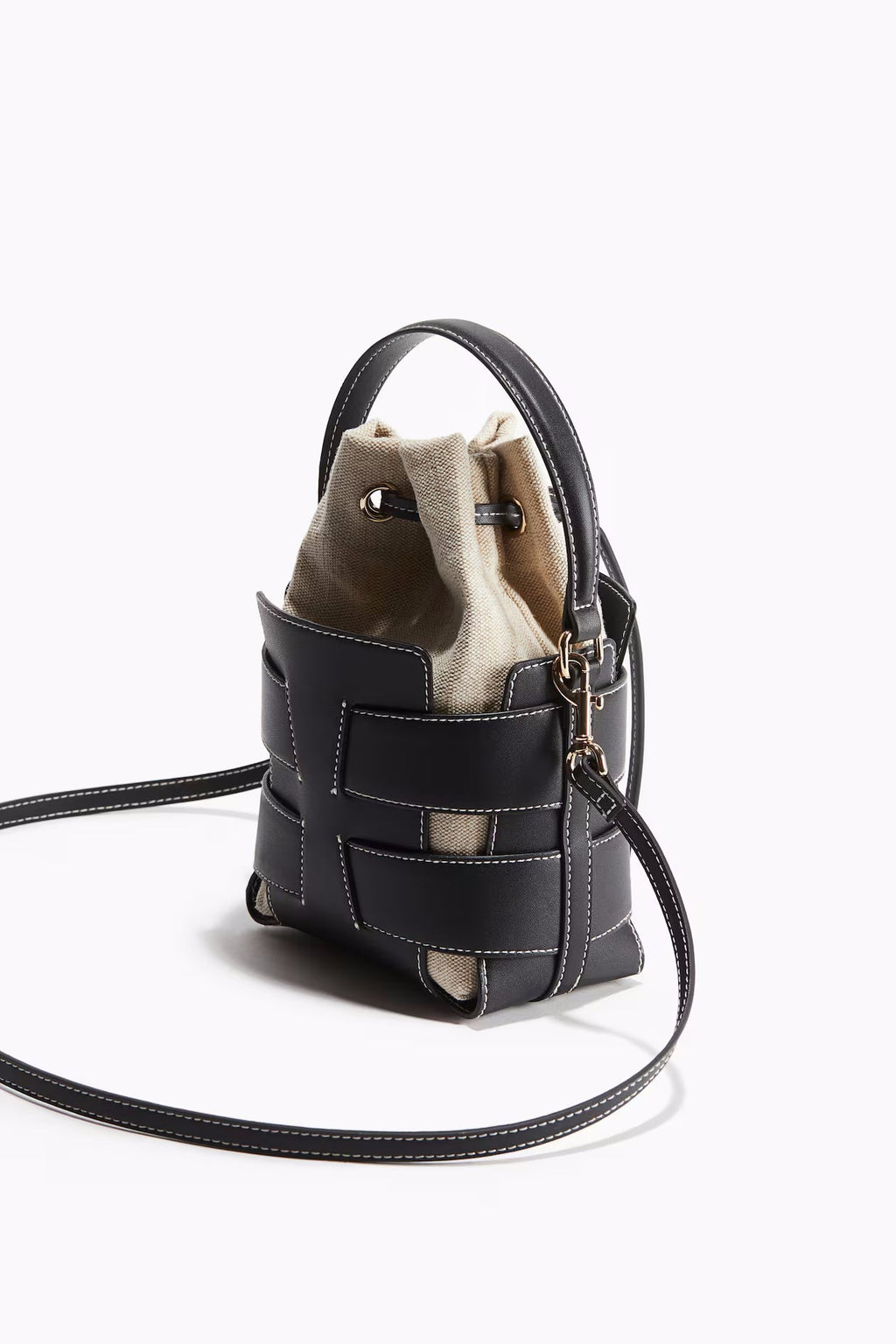 Canvas-Leder Bucket Bag „Clara“