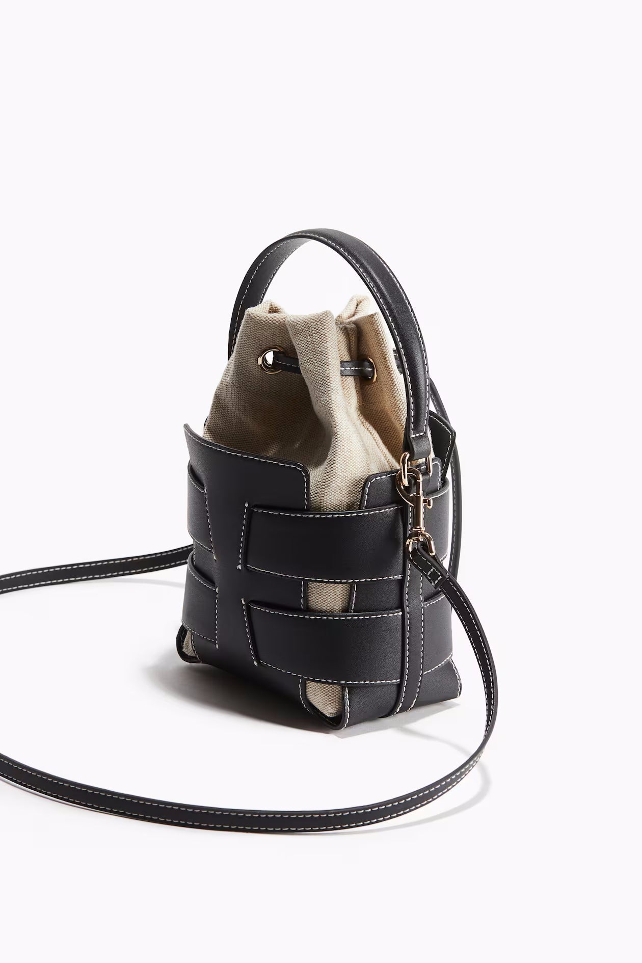 Canvas-Leder Bucket Bag „Clara“
