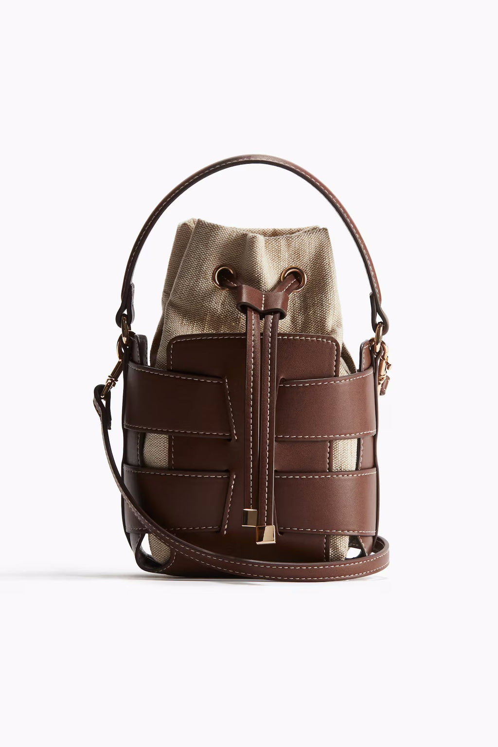 Canvas-Leder Bucket Bag „Clara“