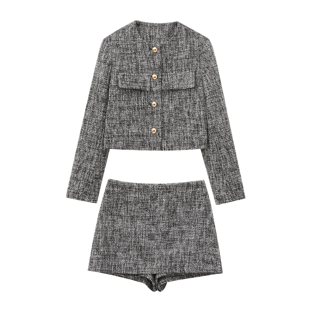 Tweed Chic Zweiteiler-Set – Blazer & Minirock