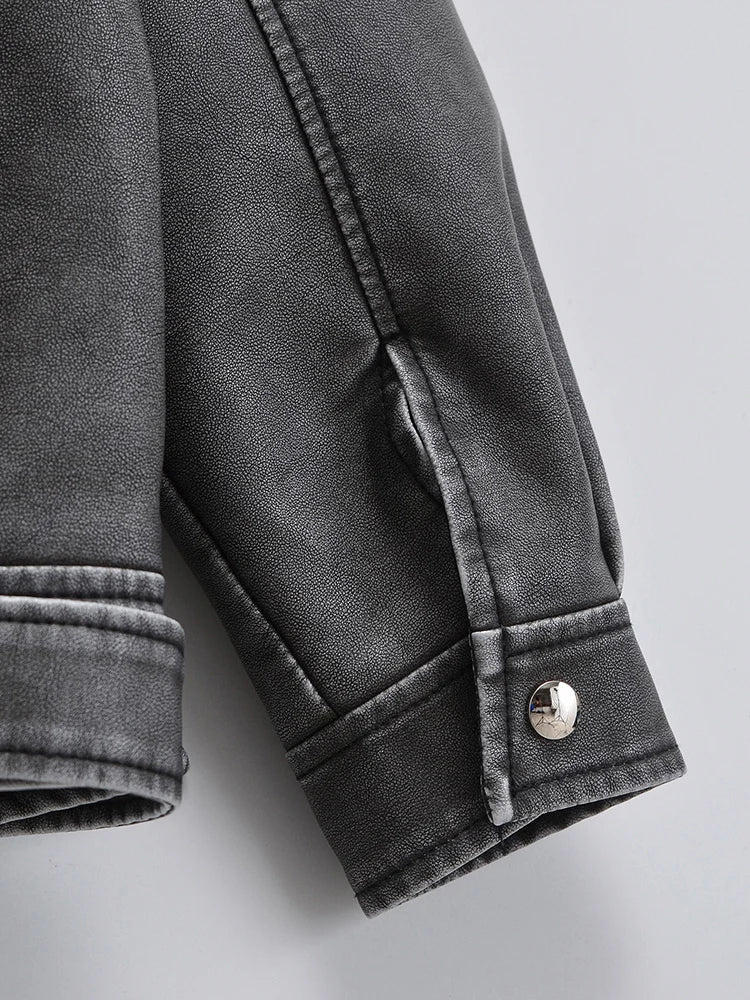 Denim Bikerjacke in Grau – Cool & Lässig