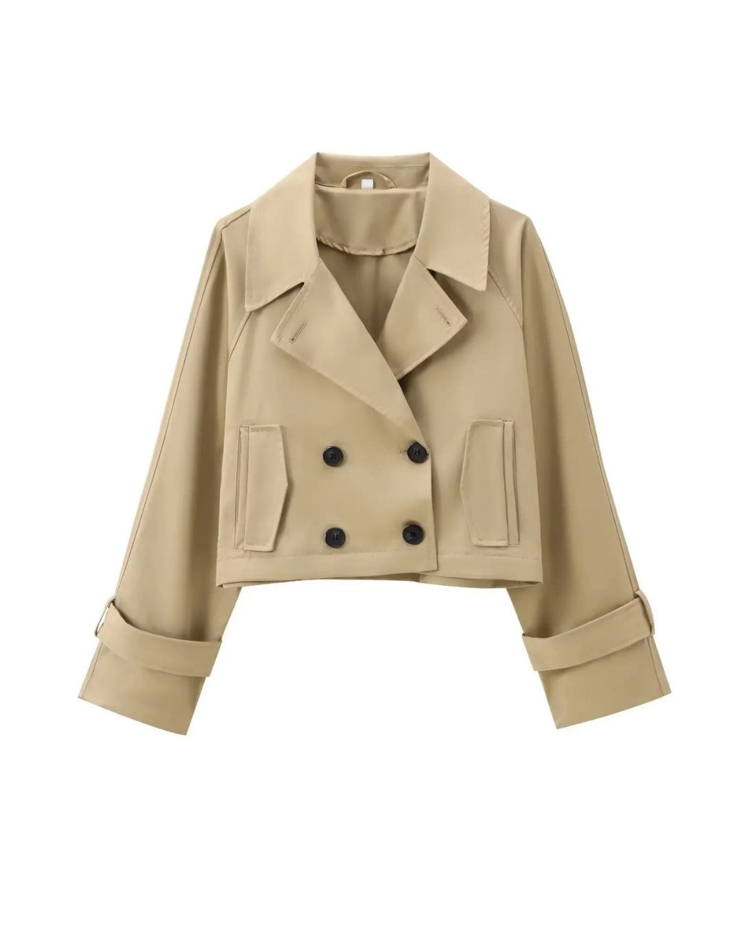 Cropped Trenchjacke mit Doppelknopfreihe