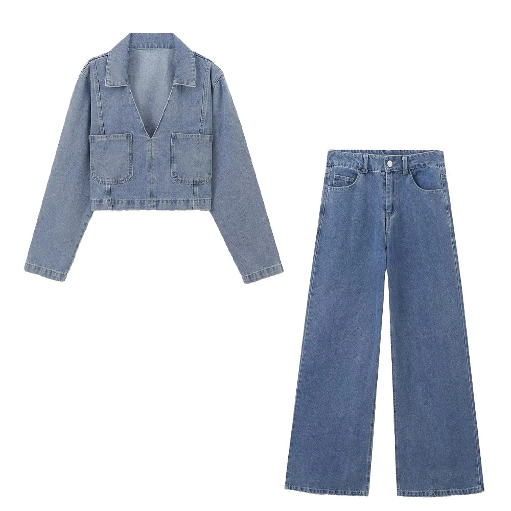 Modisches Denim-Set aus Jacke und Hose