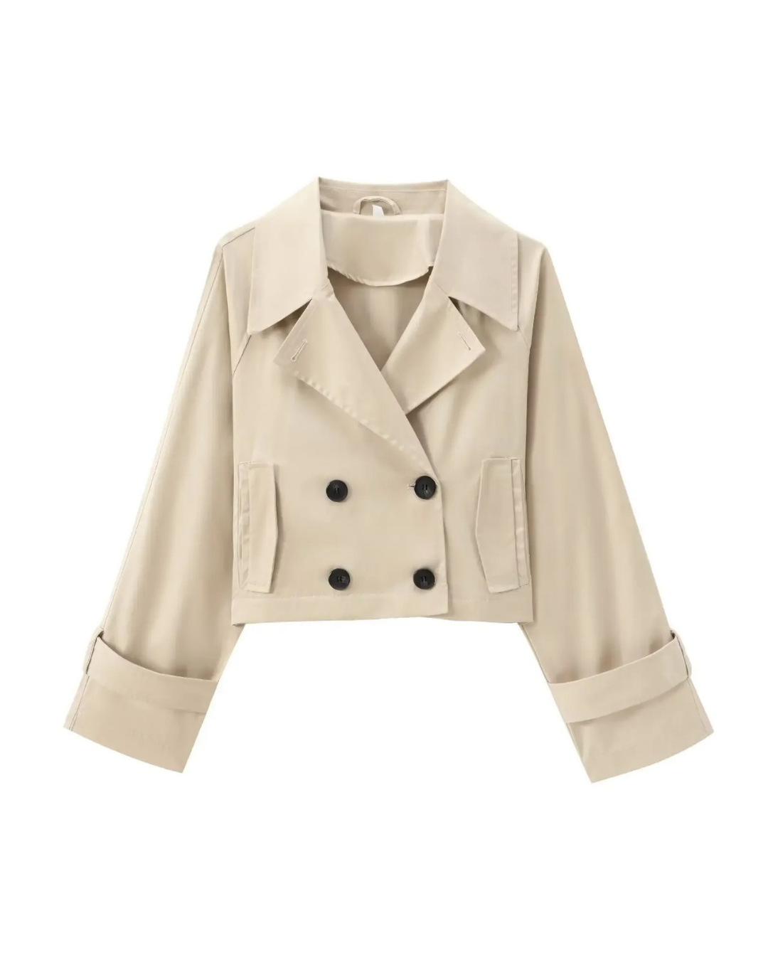 Cropped Trenchjacke mit Doppelknopfreihe