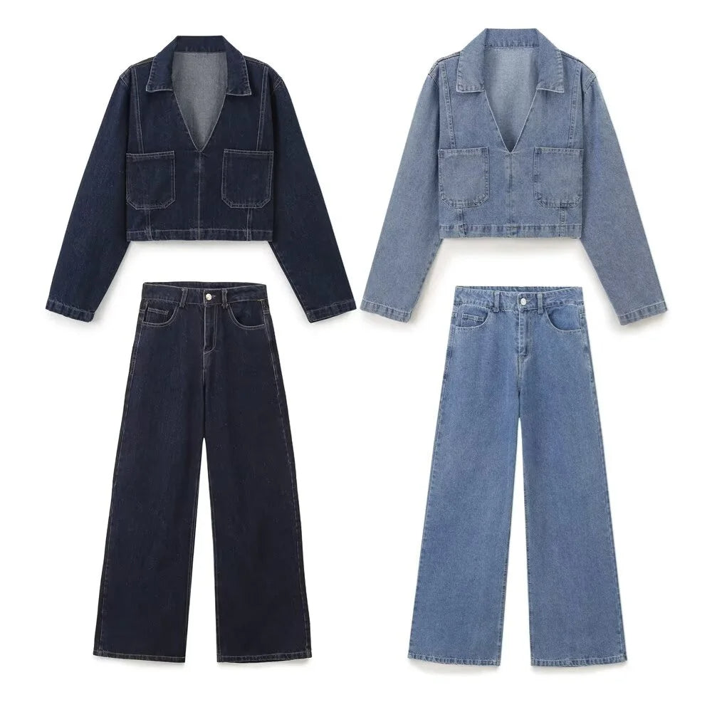 Modisches Denim-Set aus Jacke und Hose