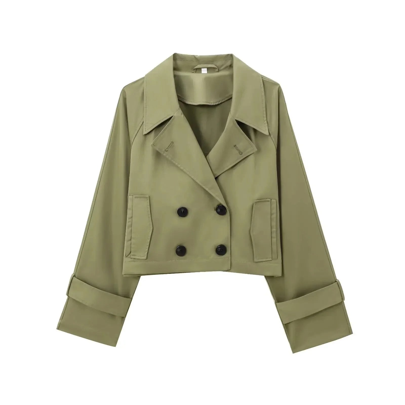 Cropped Trenchjacke mit Doppelknopfreihe