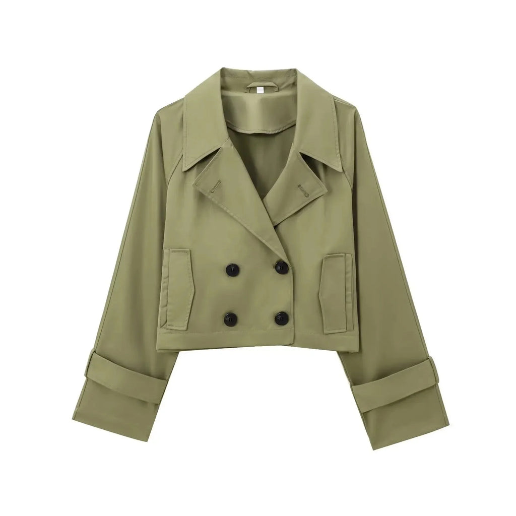 Cropped Trenchjacke mit Doppelknopfreihe