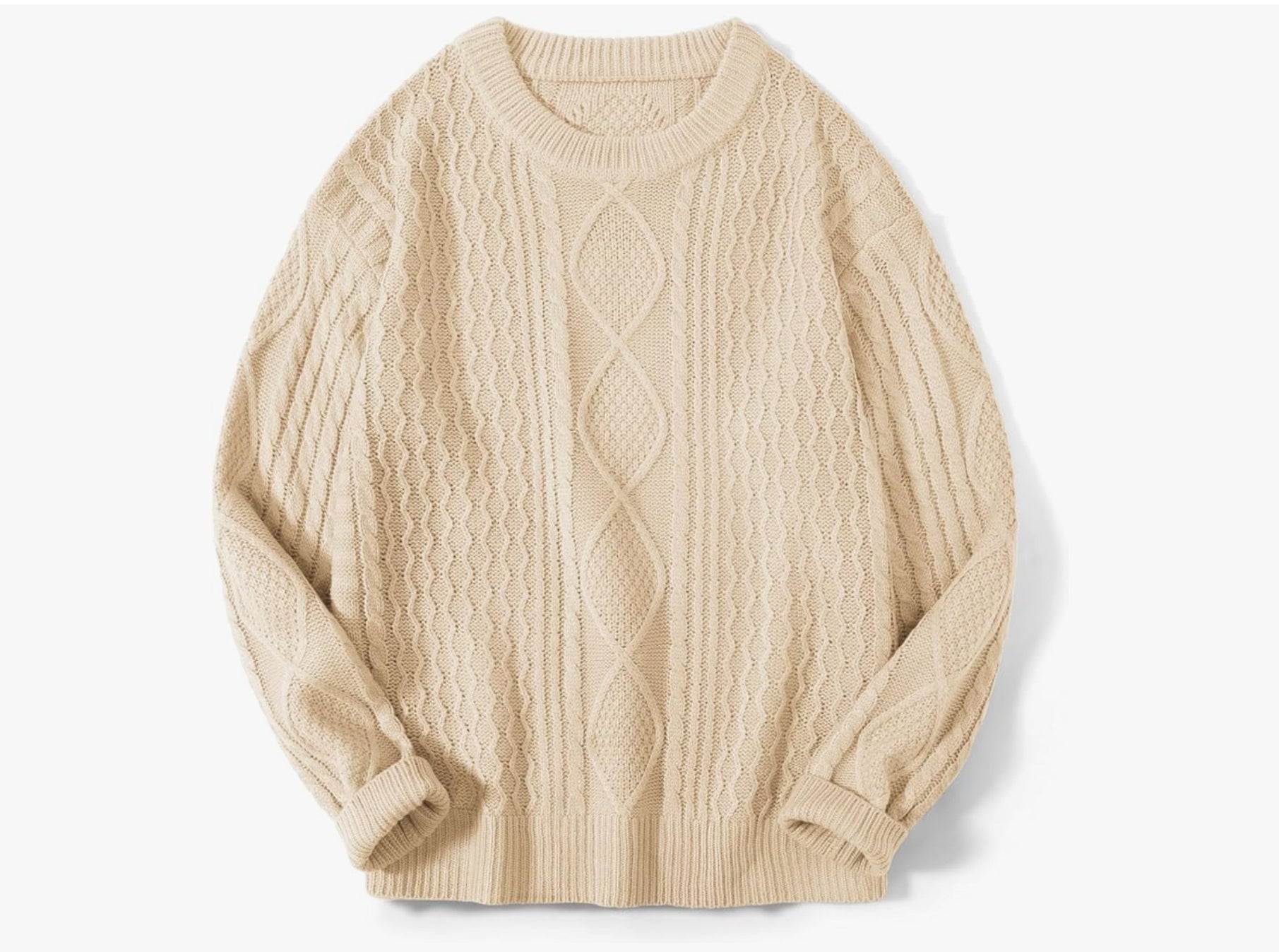 Strickpullover in Zopfmuster – Beige Classic Knit