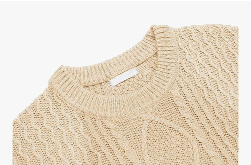 Strickpullover in Zopfmuster – Beige Classic Knit