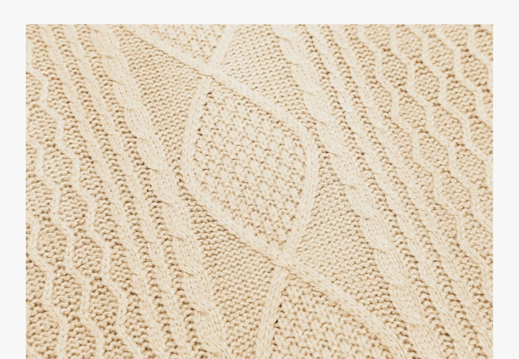 Strickpullover in Zopfmuster – Beige Classic Knit